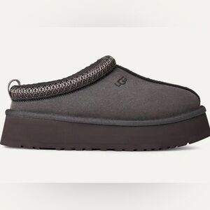 UGG Tazz II Women’s Platform Slippers – Cobble Grey Suede Sheepskin Slip-On